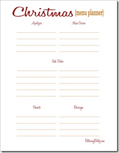 Christmas Menu Planner 2 Printable SJB