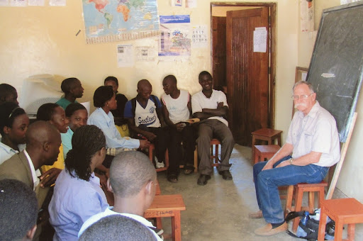 While in Uganda, Foley was asked to give an impromptu lecture on America in the local college. (Photo provided by Gene Foley)