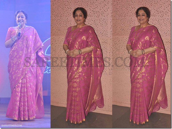 Kirron_Kher_Pink_Saree
