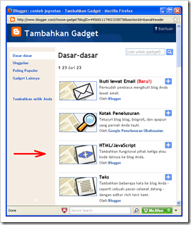 menu tambah gadget