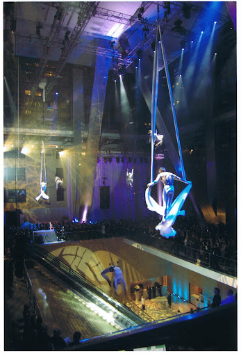 The performance took place in the tower's atrium. The performance took place in the tower's atrium.