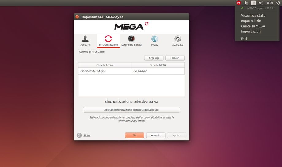 MEGA Sync in Ubuntu