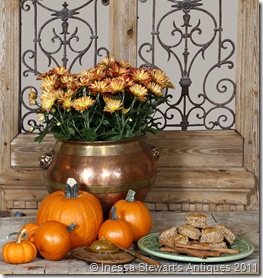 Antique Accessories with pumpkins and scones