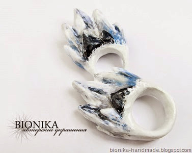 Bionika - авторские украшения, кольцо"Снежные вершины"