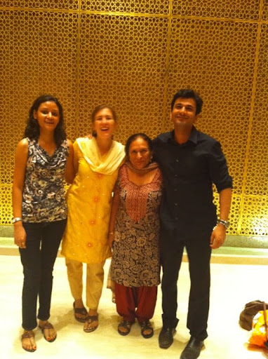 My friend Anu, Vikas's mother Bindhu, and me.
