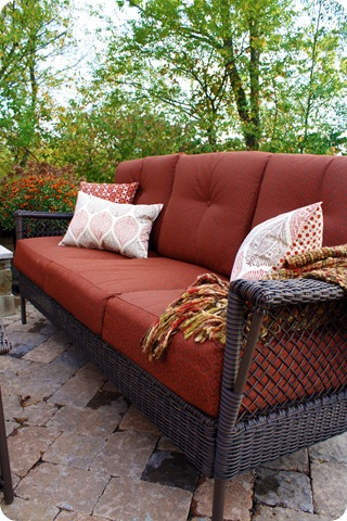 red outdoor sofa