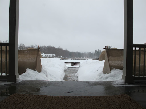 It's pouring rain and there are ice-cold puddles everywhere to freeze our little feet.