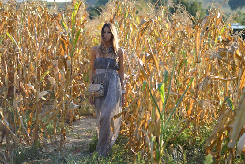 Maxi Dress, Outfit long dress, Fashion Blogger Dress, Phyton Bag, Dolce  & Gabbana Bag, Cianti, Tuscany, Primark, Studded Gladiators, Italian Fashion Blogger