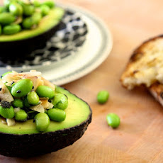 Edamame and Toasted Coconut in Avocado