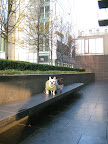 There are really long stone benches which are so much fun to run on.  Good thing no one was around wanting to sit on them.