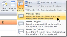 unfreeze panes unfreeze panes