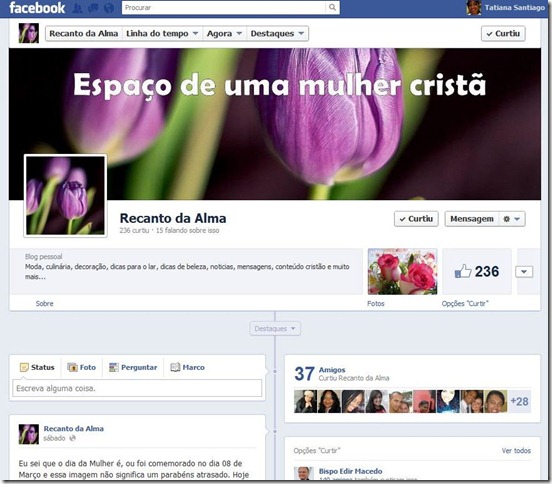 Recanto da Alma Página no Facebook