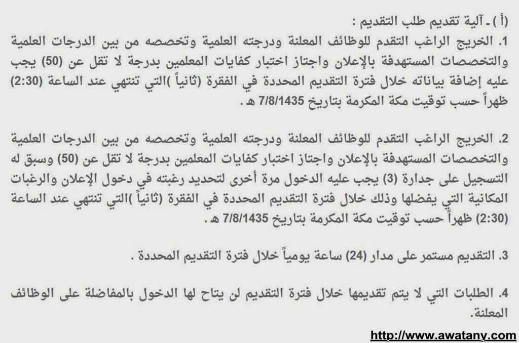 الخدمة المدنية 1435 وظائف المعلمين رابط مباشر للتسجيل - اخبار وطني