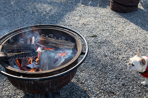 This fire smells so smokey and good, but I know to stay back.