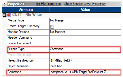 Informatica File Source Target Command Property