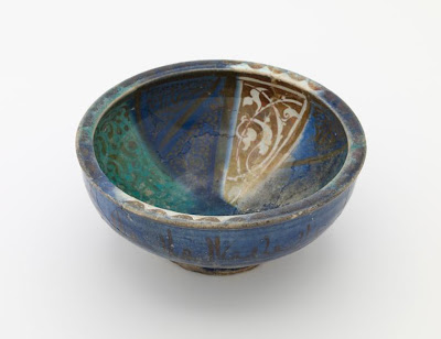 Bowl | Origin:  Iran | Period: 13th-14th century  Il Khanid period | Details:  Not Available | Type: Stone-paste decorated with lustre | Size: H: 9.4  W: 20.8  cm | Museum Code: F1908.163 | Photograph and description taken from Freer and the Sackler (Smithsonian) Museums.