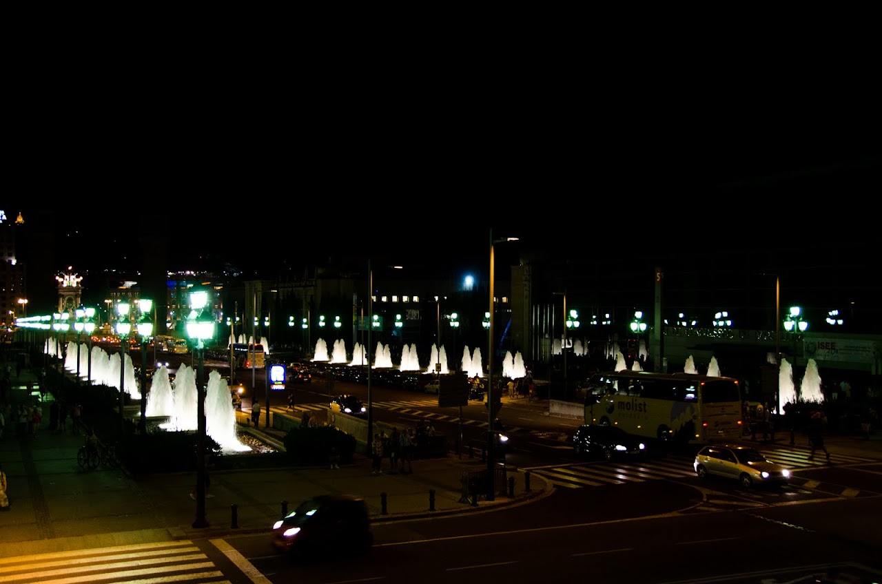 Fountains starting up at the Fonta Magica