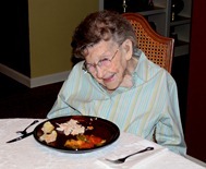 Lucille comes to lunch in the dining room