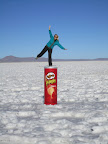 Hails doing her best not to fall of the top of the can of pringles.