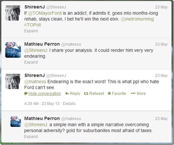 Twitter Convo Doug Ford w Matness 23 May 2013