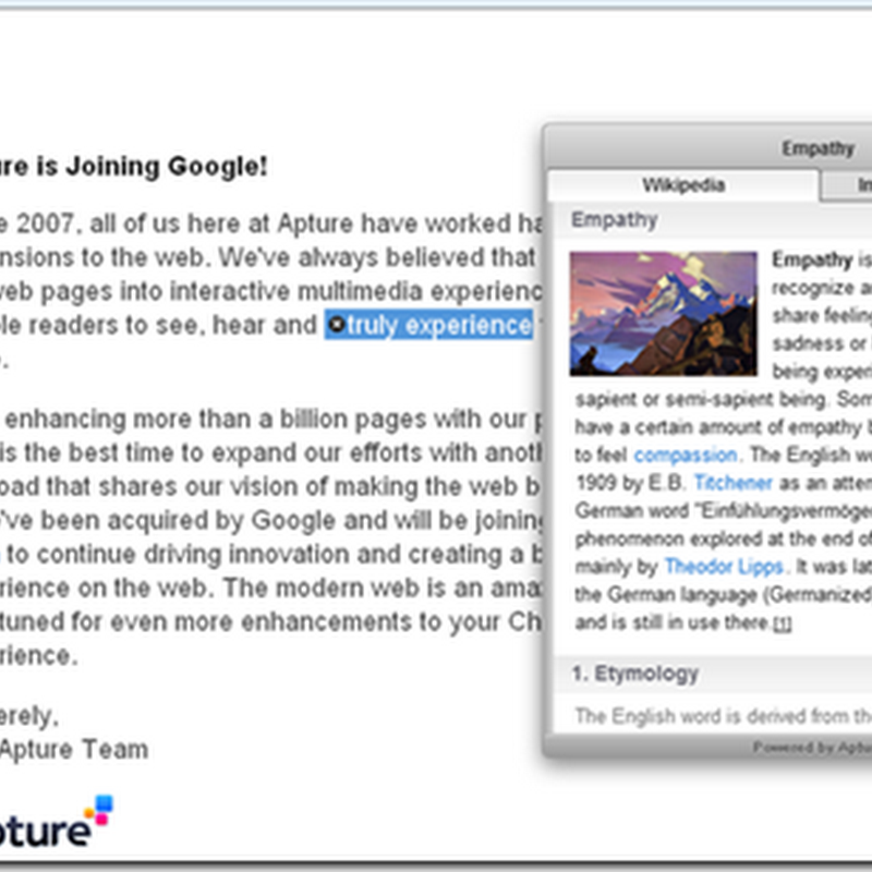 Apture acquired by Google