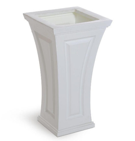 A pair of these tall white planters will create a dramatic look for your home's entryway. (homedepot.com) A pair of these tall white planters will create a dramatic look for your home's entryway. (homedepot.com)