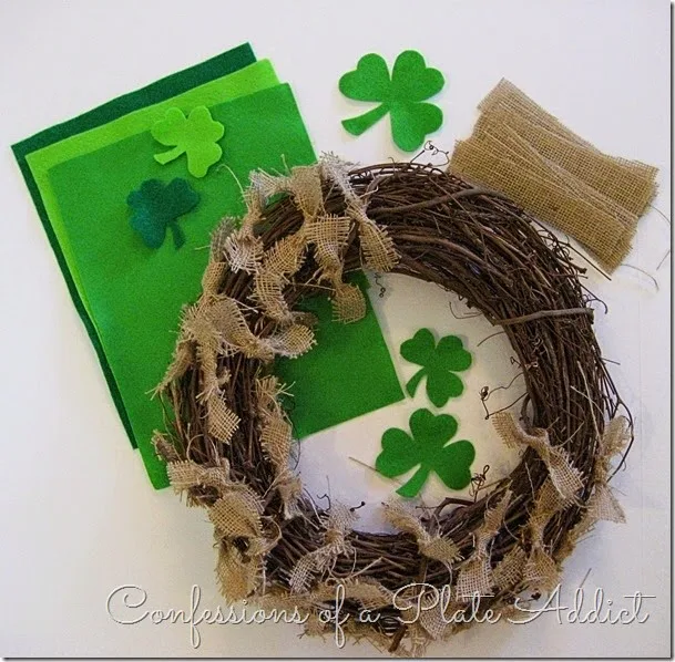 CONFESSIONS OF A PLATE ADDICT St. Patrick's Day Shamrock Wreath supplies