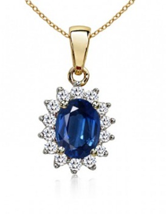 Oval Sapphire and Diamond Pendant