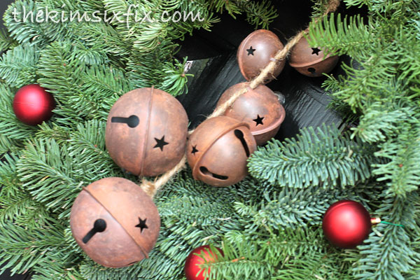 Vintage sleigh bells on wreath