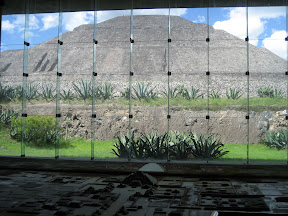 Inside the museum: The model layout in the foreground and the Sun pyramid seen in the background