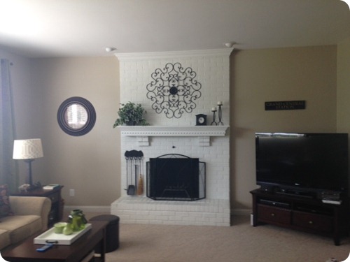 white brick fireplace