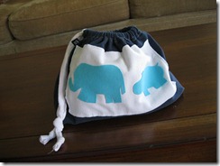 drawstring bag with iron-on animals