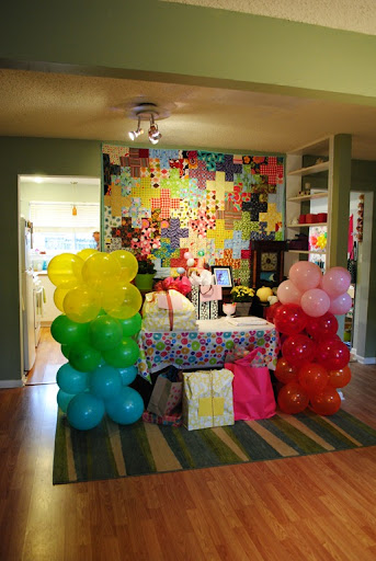 We used Lula's quilt as a back drop for her party and posted up all of her