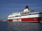 Docked ferry in harbor