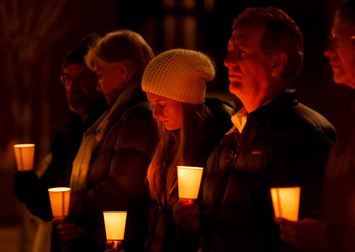candlelight vigil during a commemorative event marking Day of Remembrance for Downwinders Friday, January 27, 2012 in Salt Lake City, Utah, to mark more than six decades of nuclear weapons tests and the impacts they had on people around the West. Nearly 1,000 nuclear weapons were detonated at the Nevada Test Site during the Cold War, and they sent clouds of radioactive fallout across the United States, exposing a generation of Americans to radiation.