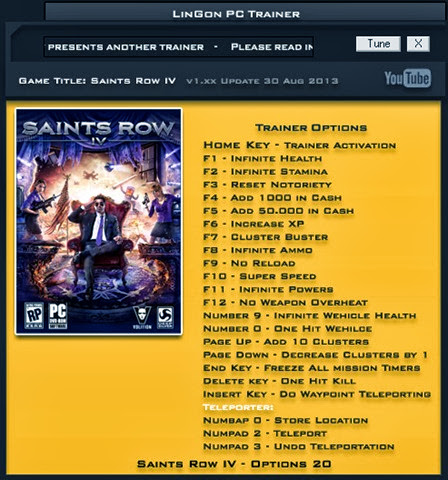 Saints Row IV v1.3 (Update 3) Steam  20 Trainer