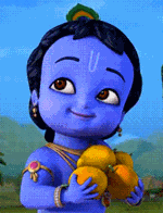 [Lord Krishna holding fruits]