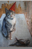 Feestmaal -30 x 40 cm - olieverf op doek