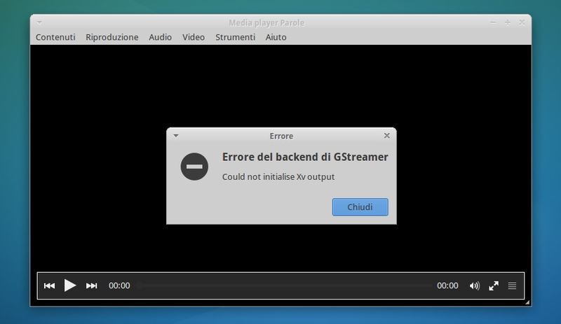 Parole e l'errore del backend di GStreamer
