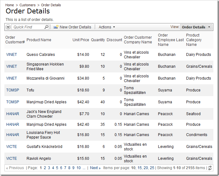 Order Details page without any conditional CSS styling. Order Details page without any conditional CSS styling.
