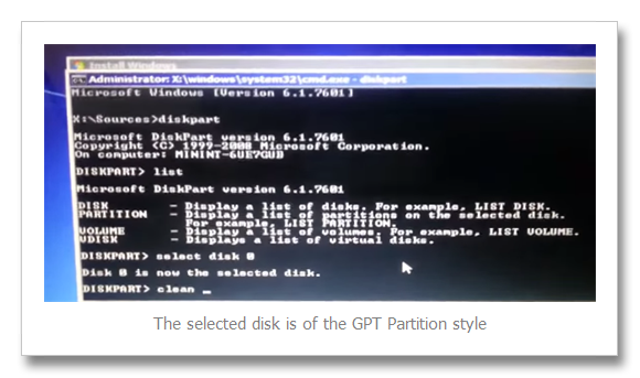 Shift +F10 Diskpart Command CMD Diskpart clean