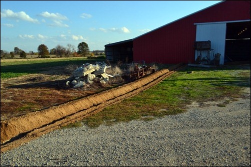 trench from the barn