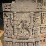 Hard to identify the goddess here, the mount seems to be a bull/buffalo but not clear. Shown with multiple hands, she is carrying a kamandalu. If the mount is bull then it could be Maheshvari, shakti aspect of Shiva, one of the Sapta-matrikas.