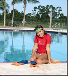 Kylie at swim team practice