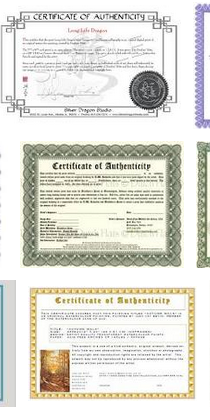 certificates proof artists