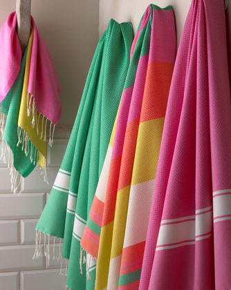 The best place to have ice cream is by the pool These bright towels will match all the colors in your pint. (horchow.com)