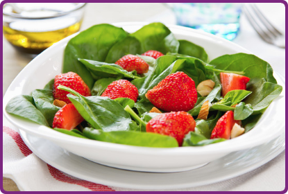Spinach Salad with Strawberry Vinaigrette and Pistachios