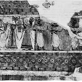 An offering of a votive ship and two calves, with a priestess pouring a libation, painting on a terra-cotta sarcophagus (1400 bc).jpg