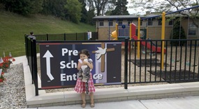 c0 Dee Dee's first day in preschool at Holy Spirit, 2012-09-05