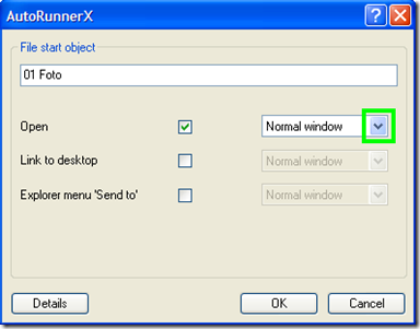 AutoRunnerX opzioni apertura file o cartella